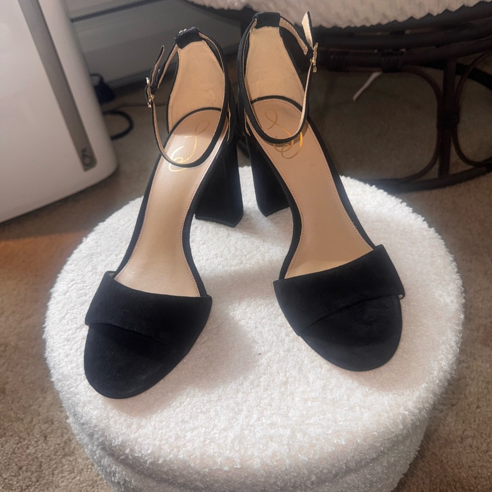 Sam Edelman Black Heeled Sandals with Ankle Strap